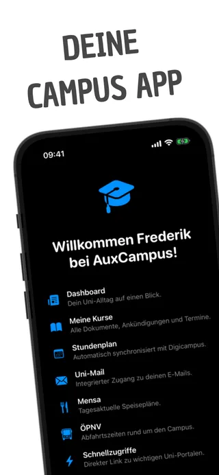 AuxCampus App Store Vorschaubild 1 – Hauptansicht der App-Präsentation im Apple App Store