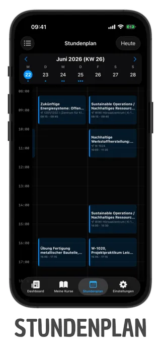 AuxCampus App Store Vorschaubild 3 – Stundenplan und Kalender-Feature