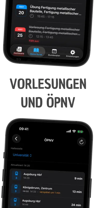 AuxCampus App Store Vorschaubild 5 – ÖPNV und Schnellzugriffe