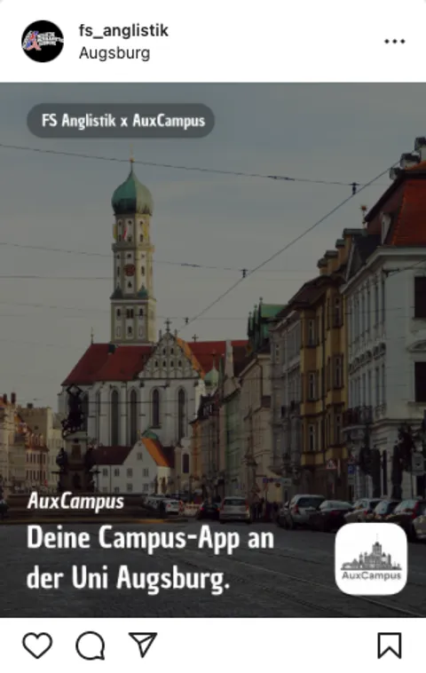 Exemplarischer Kooperations-Post mit der Fachschaft Anglistik auf Instagram