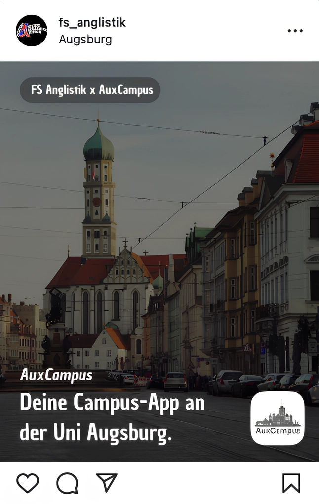 Exemplarischer Kooperations-Post mit der Fachschaft Anglistik auf Instagram